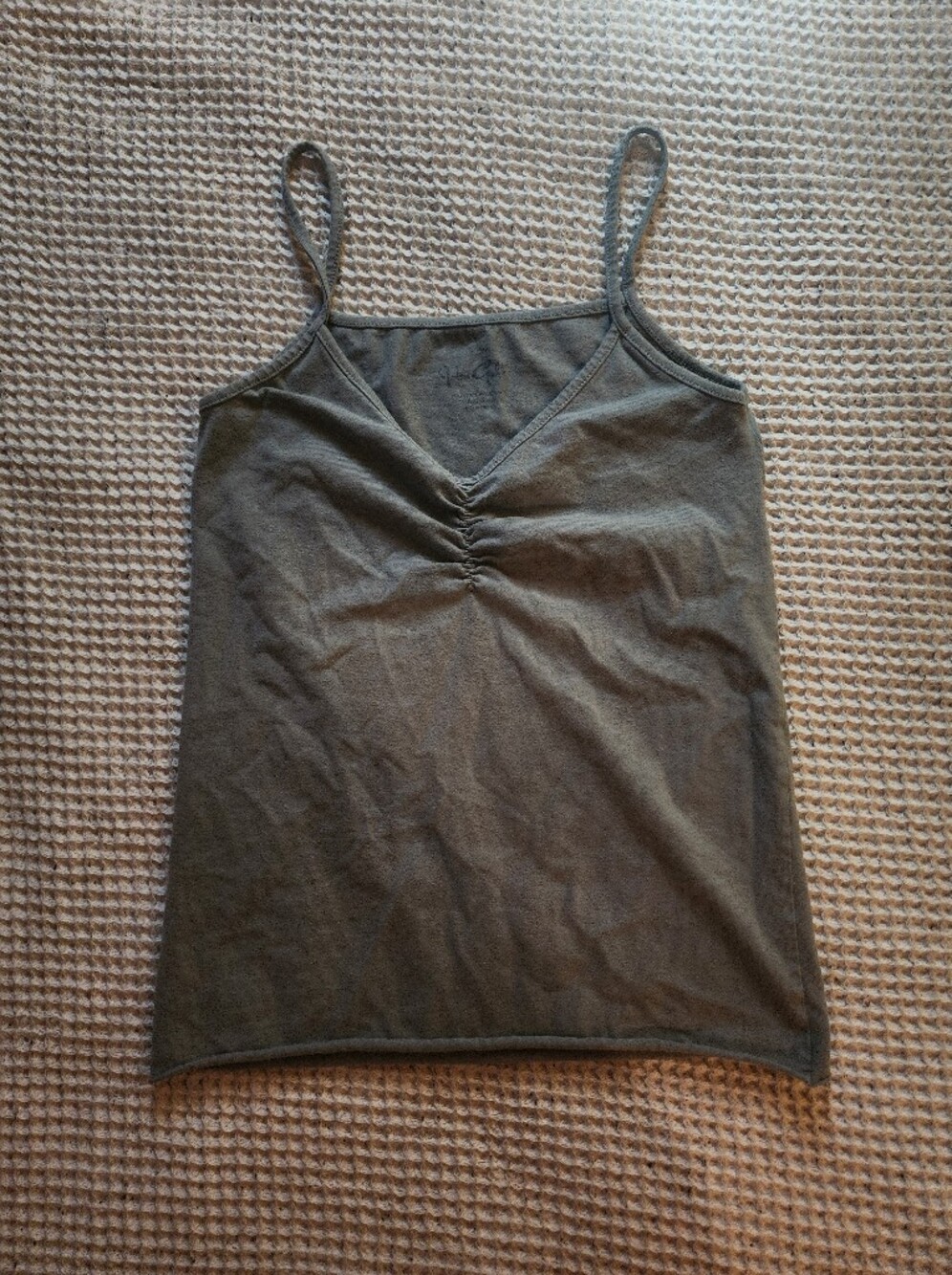 Brandy Melville John Galt Pacsun Slim Ruched Front Olive Green Women's Tank Top